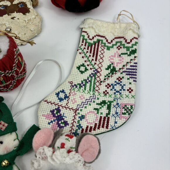 24 Handmade Primitive Country Style Christmas Ornament Crochet Stocking Cottage - Picture 3 of 16